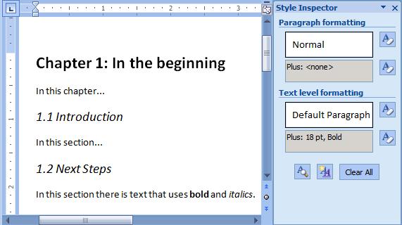Word document that uses formatting instead of styles